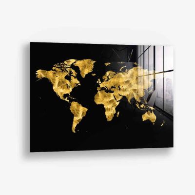 Golden World Map – Vidrio