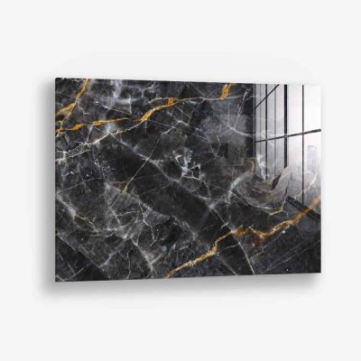 Black,  White & Gold Stone – Vidrio