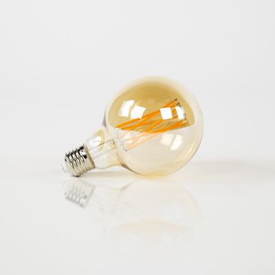 Fuente de luz LED [G95] bombilla de filamento Ø9,5 - E27 6W regulable / Vidrio ámbar