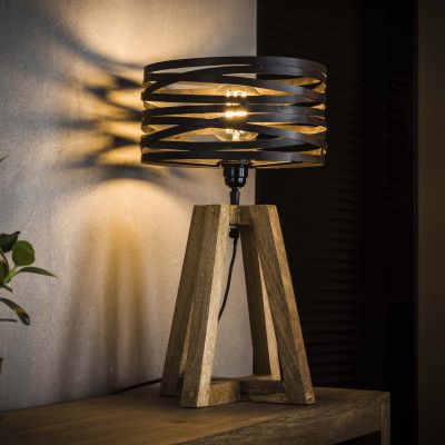 Lámpara de mesa twist estructura en cruz de madera / Gris pizarra