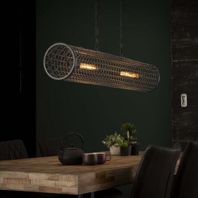 Lámpara colgante D20cm malla cilíndrica/Gris pizarra