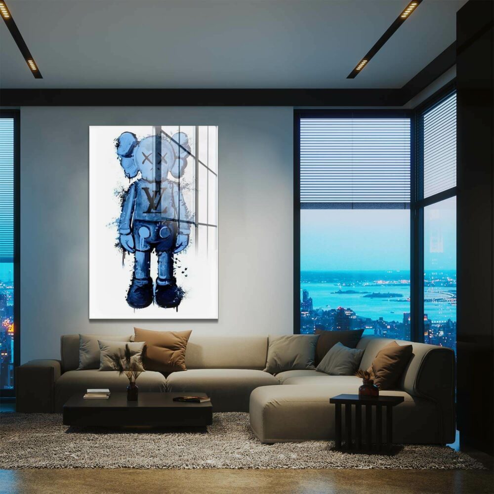 Blue Bearbrick Glass