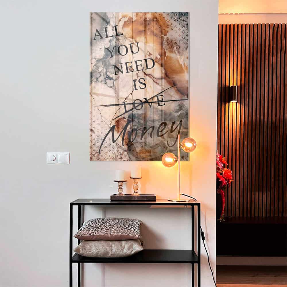Modern Luxe interieur met design glasschilderij van luxe motivatie abstract marmer mode muurkunst